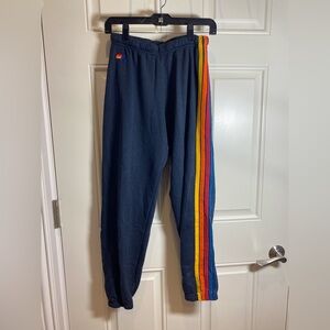 Aviator Nation Dark Blue Joggers with Multicolor Stripe